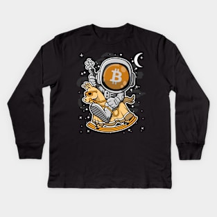 Astronaut Horse Bitcoin BTC Coin To The Moon Crypto Token Cryptocurrency Blockchain Wallet Birthday Gift For Men Women Kids Kids Long Sleeve T-Shirt